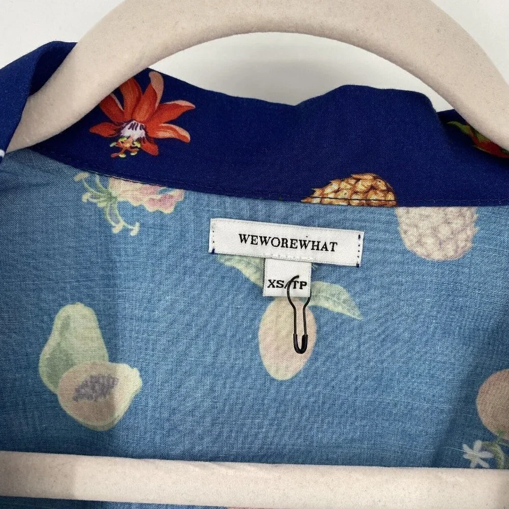 WeWoreWhat Blue Tropical Fruit Wrap Swim Coverup